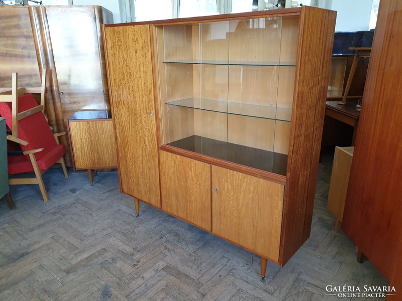 Retro old german virtines low cabinet mid century bookcase serving showcase