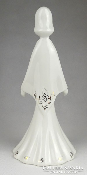 1H837 Régi aquincum porcelán kendős lány figura 25.5 cm