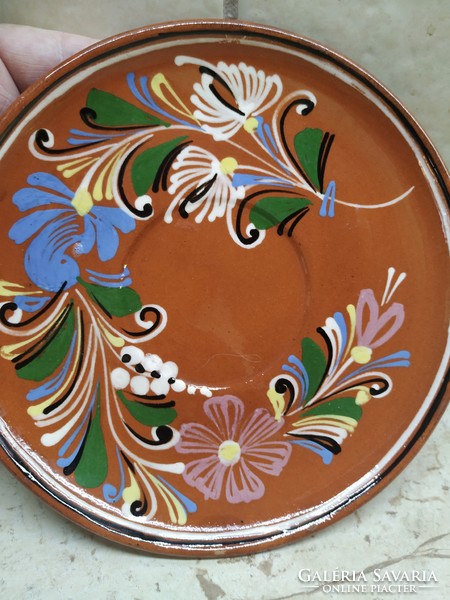 Folk, glazed, hand-painted ceramic ornament plate for sale!