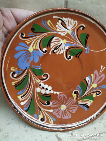 Folk, glazed, hand-painted ceramic ornament plate for sale!