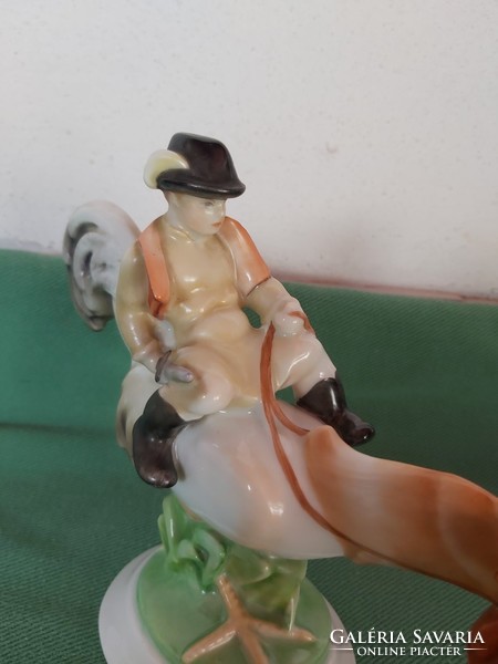 Gyönyörű Herendi Kakas Marci hibátlan vitrin állapotban címkés nipp figura nosztalgia porcelán