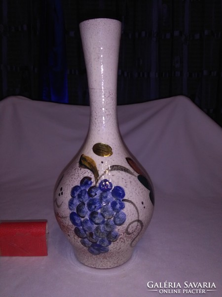 Retro grape patterned ceramic vase - 28 cm