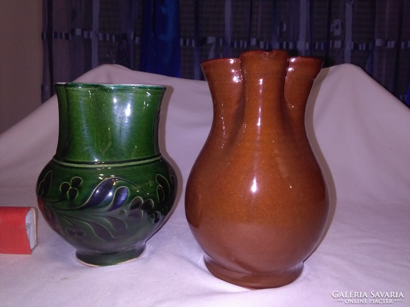 Two glazed tile jugs - together - field trip, ...