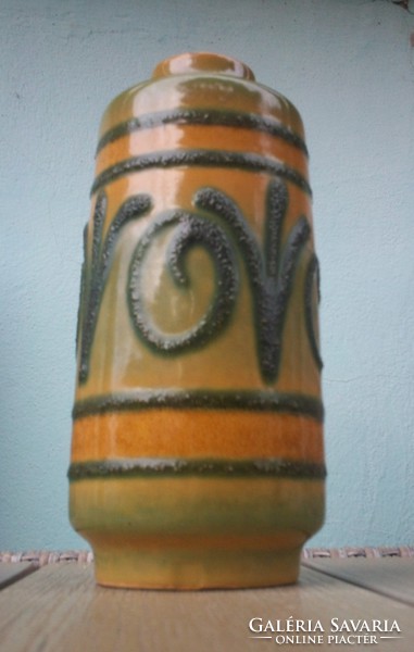 Sale German marked ceramic vase retro flat lava '60s veb haldensleben