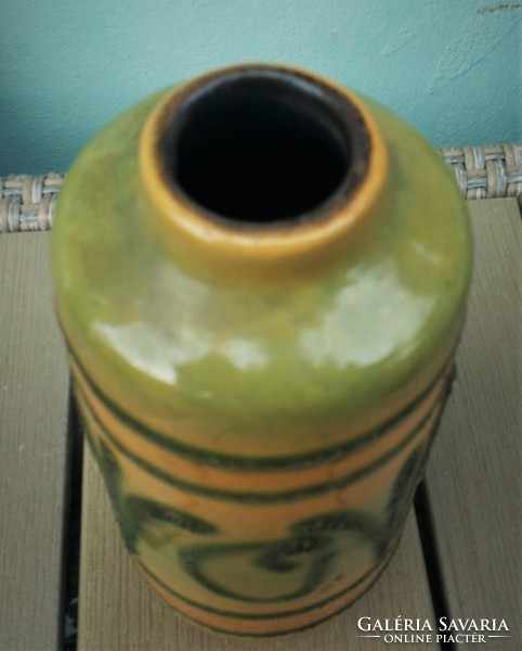 Sale German marked ceramic vase retro flat lava '60s veb haldensleben