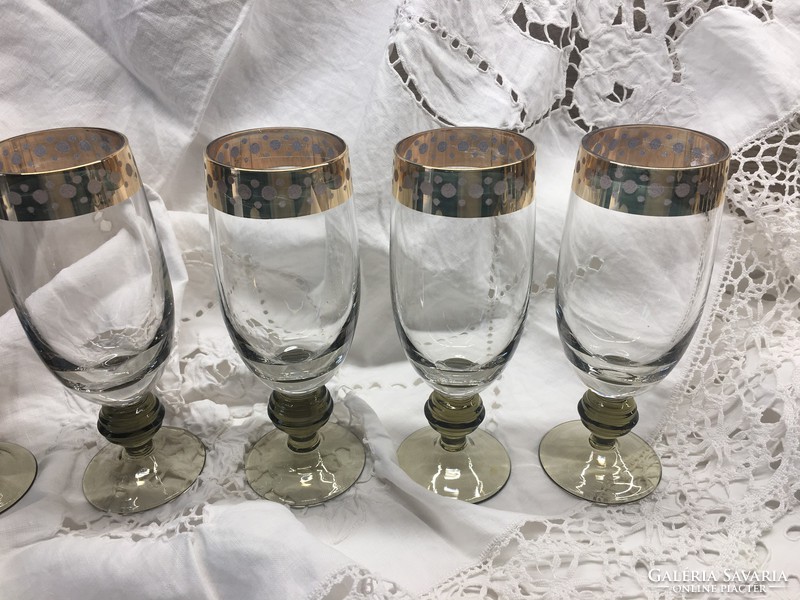 Smoked glass wine goblet set