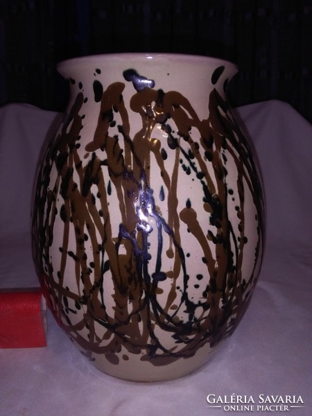 Vintage csurgatott mázas kerámia váza