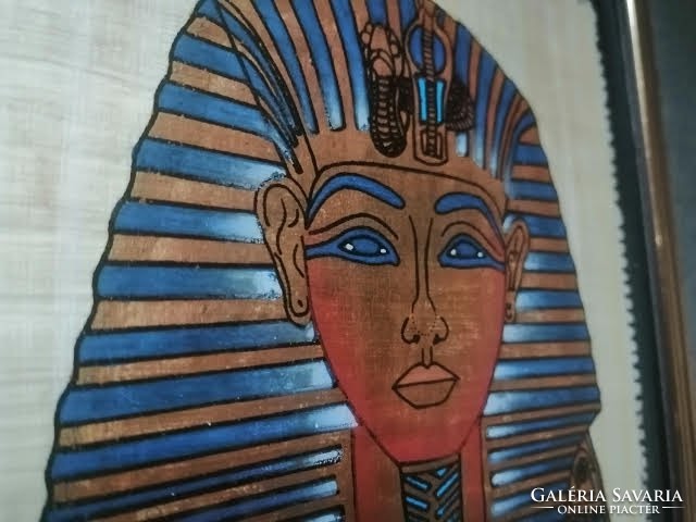 ​Tutanhamon fáraó, keretezett  egyiptomi papiruszkép