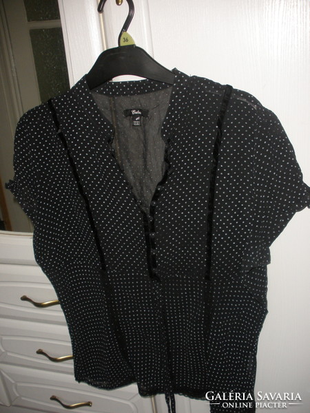 Black, spotted 100% silk top