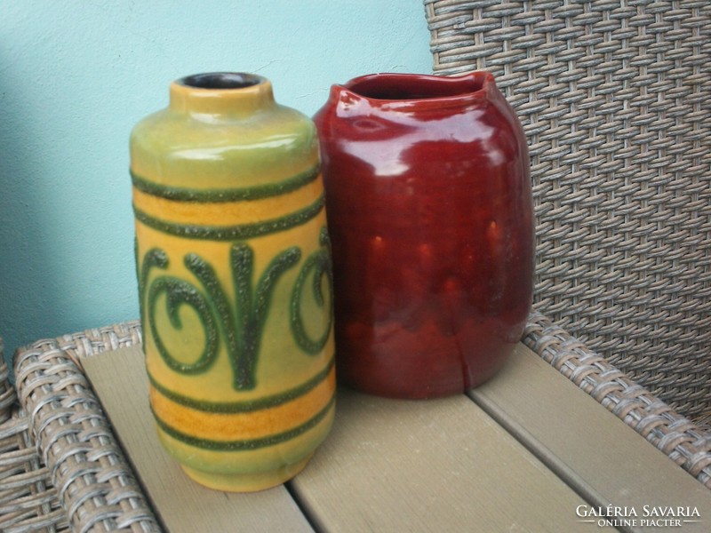 Sale German marked ceramic vase retro flat lava '60s veb haldensleben