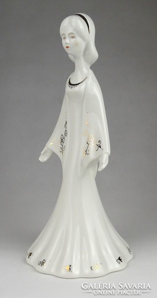 1H837 Régi aquincum porcelán kendős lány figura 25.5 cm