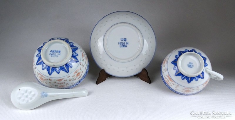 1H804 Régi vegyes kínai porcelán étkészlet 4 darab