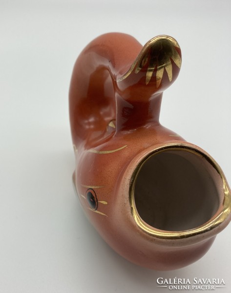 Iparművészeti halas porcelán kiöntő, váza
