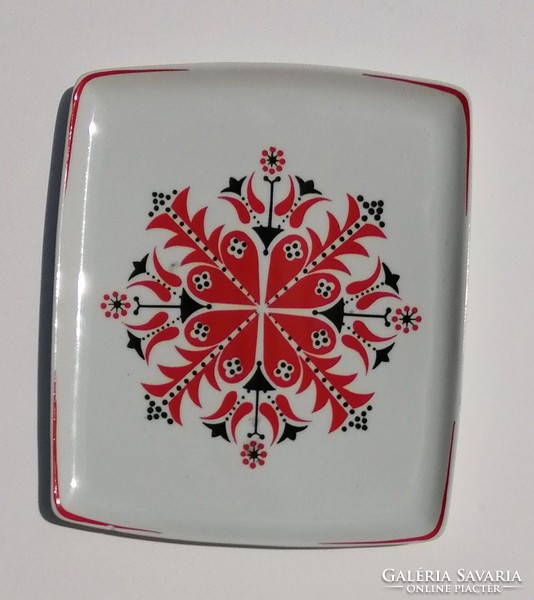 Hollóház decorative plate / commemorative plaque with the inscription 'ventilation works' with a pattern from Kalocsa