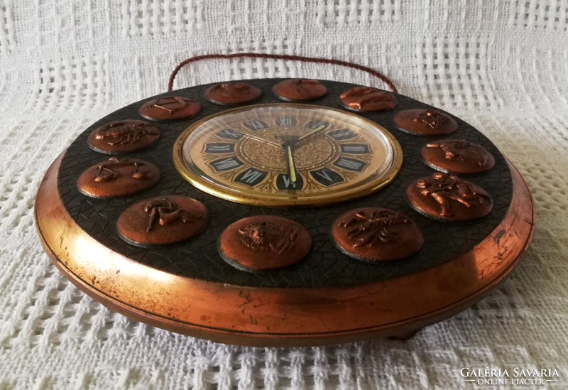Retro applied art horoscope icm Hungarian made wall clock