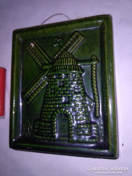 Rusoi scratched ceramic mural, wall decoration - windmill - marked
