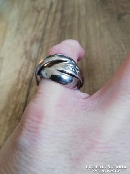 Cartier style, esprit branded, marked silver ring size 52.5