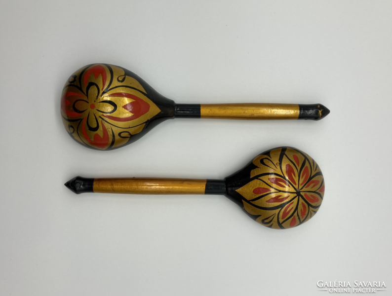 Hand painted and varnished Russian wooden spoons