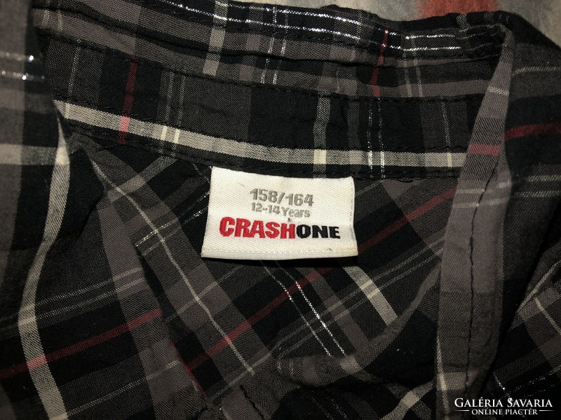 Crashone szürke-fekete kockás ing 158/164