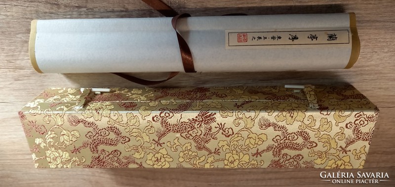 Kínai selyem tekercs.Kaligráfia c1980