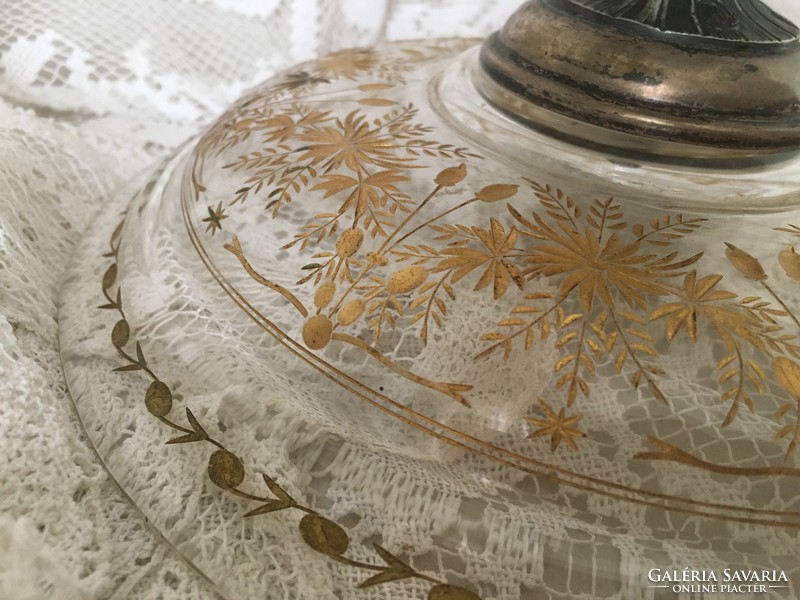 Antique centerpiece / serving with gilded glass bowl