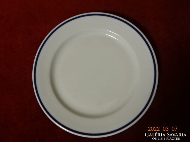 Lowland porcelain small plate, blue striped, diameter 19.5 cm. He has! Jókai.