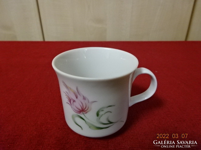 Alföldi porcelán kávéscsésze, rózsaszín virágos, magassága 6 cm. Vanneki! Jókai.