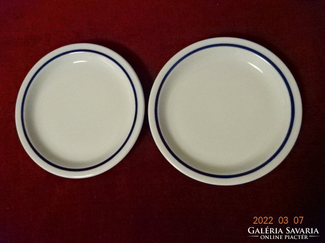 Lowland porcelain small plate, blue striped, diameter 16.5 cm. He has! Jókai.