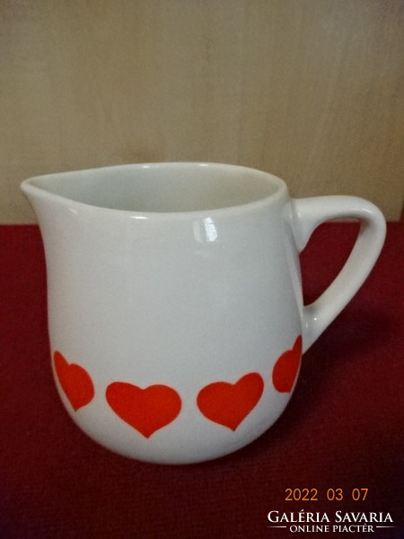 Granite porcelain milk spout with heart-shaped pattern, height 8 cm. He has! Jókai.