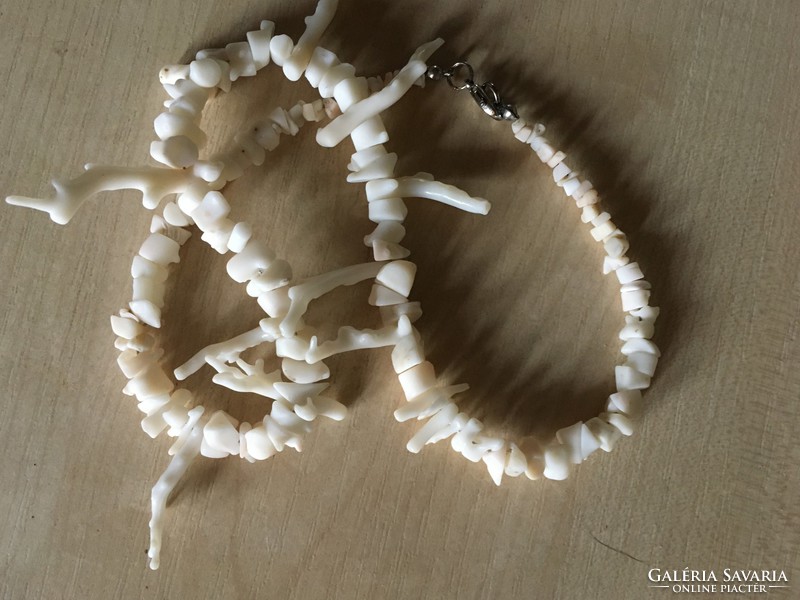 Coral-natural white necklace-45 cm long