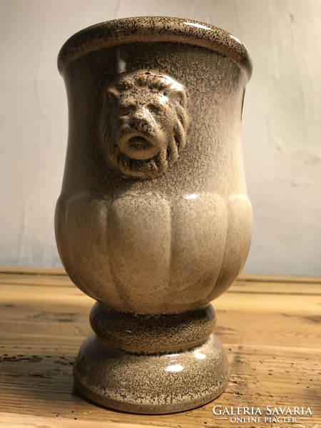 Retro west-germany bay ceramic lion head vase +186
