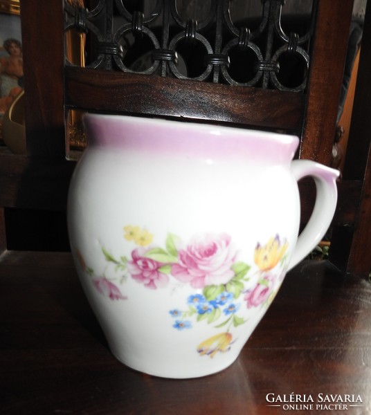 Old zsolnay rose belly jar - zsolnay jar - milky belly mug
