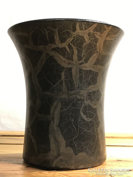 Retro silver-black west-germany decorative-minimalist vase t-171