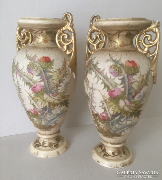Pair of hand-painted royal bonn vases-damaged