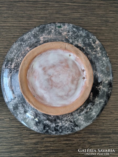 Shrunken craft ceramic wall bowl / centerpiece decorative collectible piece