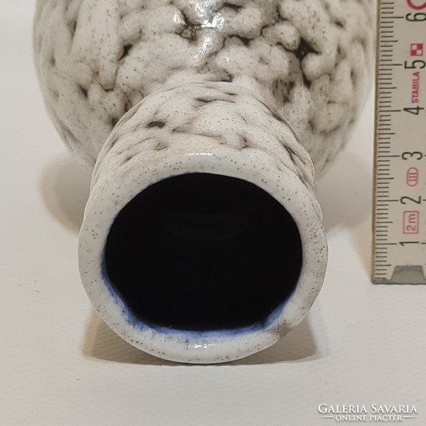 Hódmezővásárhely, black, gray glazed, small ceramic vase with a belly (2142)