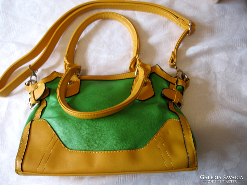 Zöld-sárga vidám  retikül, női táska