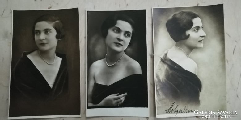 Antique lady portrait photo series 3 pieces from 1927