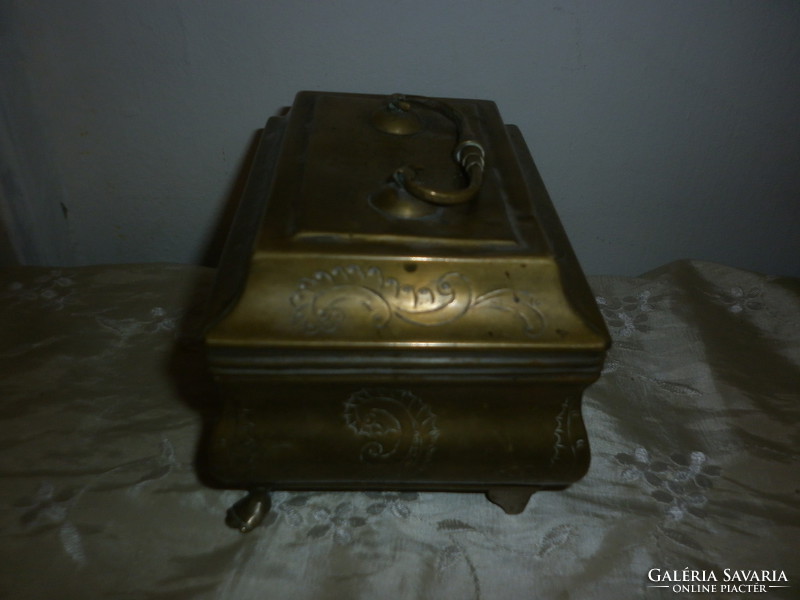Antique ornate copper jewelry box