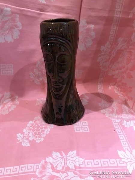 Ceramic vase imitating wood carving