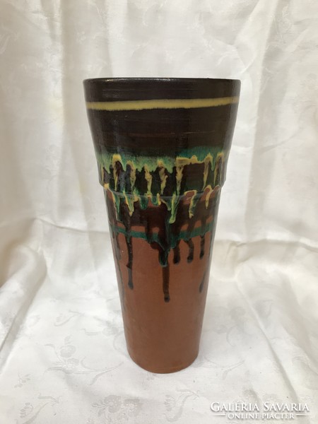 Mid-century, retro-flow glazed ceramic vase 26 cm high