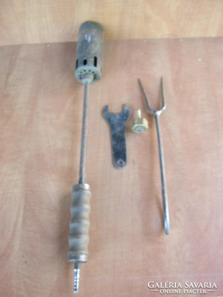 Old scald and meat fork for killing pigs