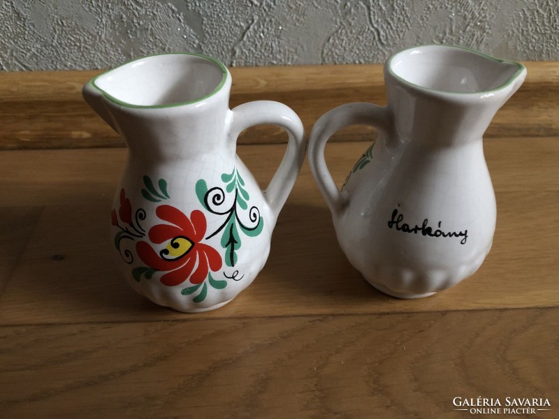 Cute floral porcelain / ceramic small jug with woodpecker inscription