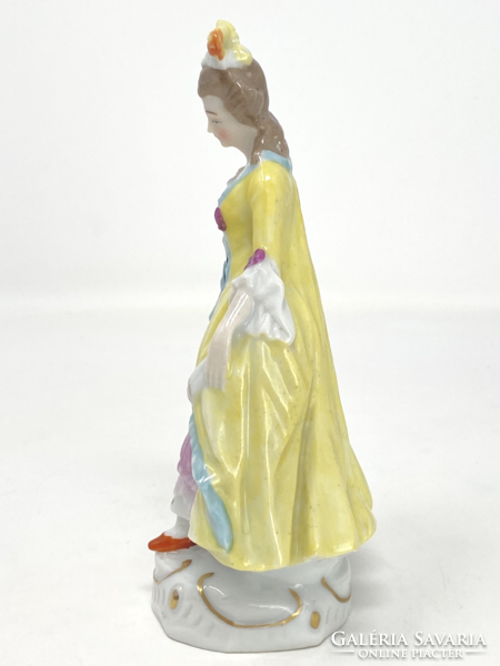 Antik Royal Vienna / Alt Wien kézzel festett porcelán figura, táncoló barokk hölgy- 13,5cm - CZ