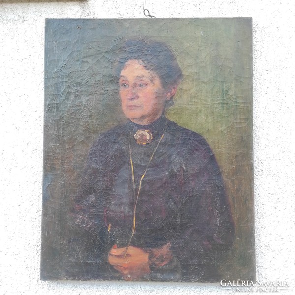 Antik Biedermeier stílusú Női portré olaj vászon festmény századforduló.Wien,Bécs Ausztria