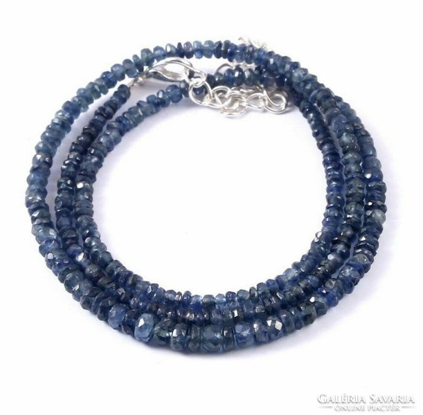Genuine polished Burmese sapphire 925 sterling silver necklace