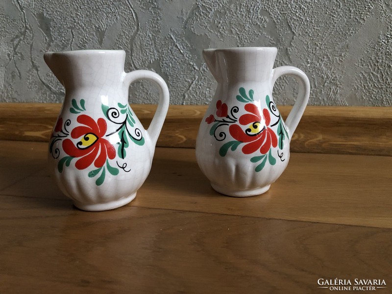 Cute floral porcelain / ceramic small jug with woodpecker inscription