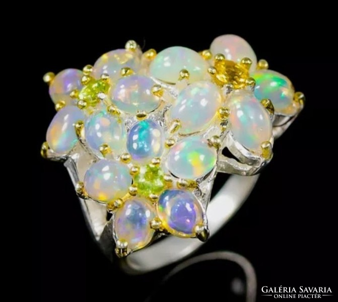 Opal stone silver ring