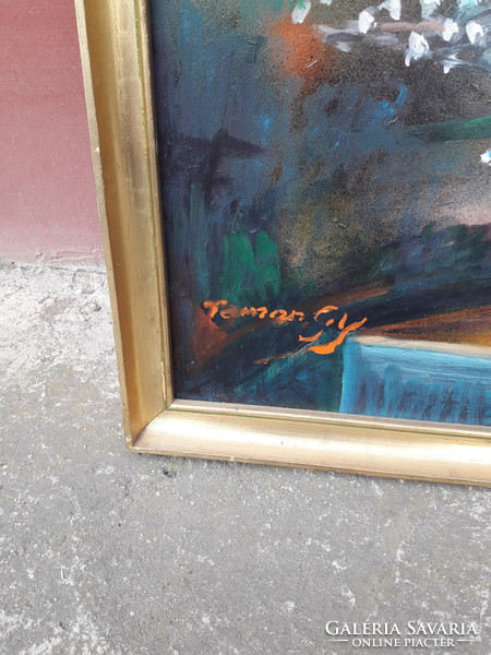 Toman Gyula szignált  olaj farost festménye