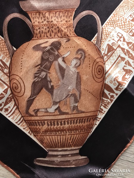 Vintage görög művészet mintájú selyem sál